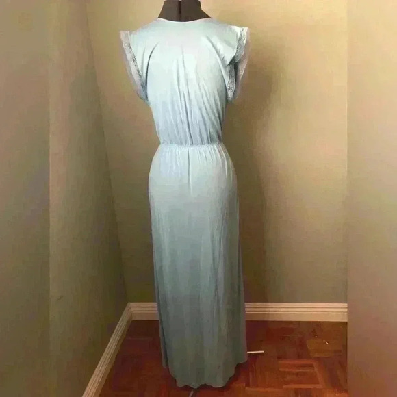 Vtg midcentury blue nylon nightgown slip S-M? - Picture 5 of 6